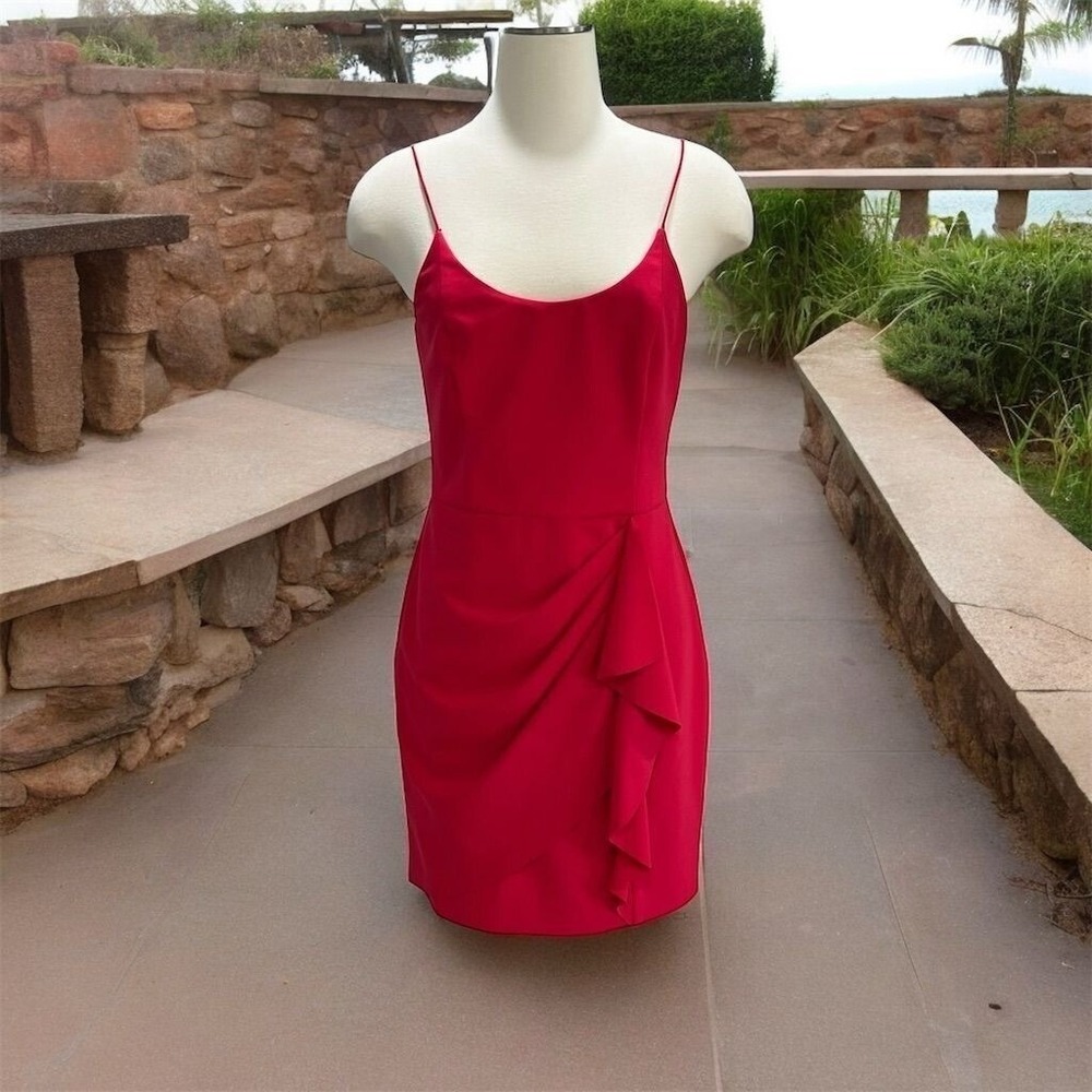 Parker Black Pink Ruffle A Line Party Cocktail Dress Sexy Formal Wedding‎ Size 6